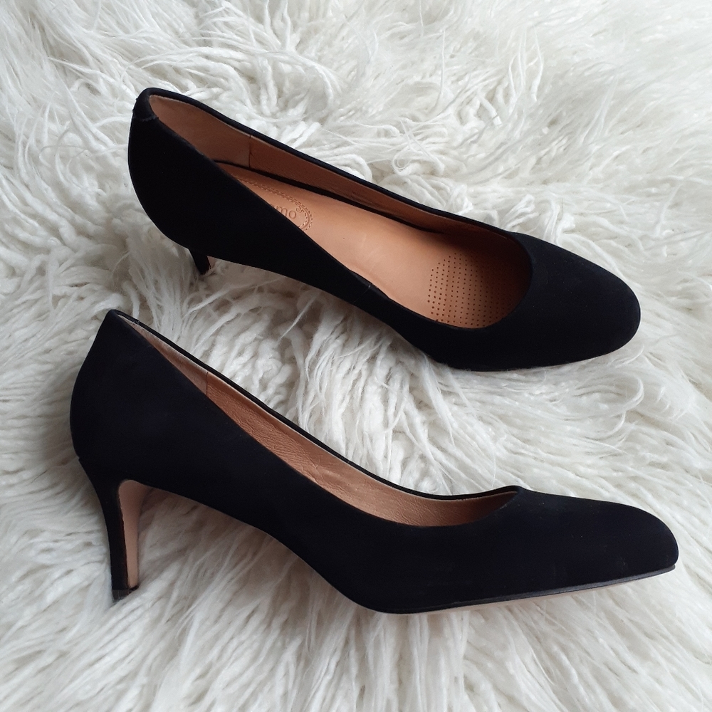 Corso Como Black Suede Mid Heel Pumps